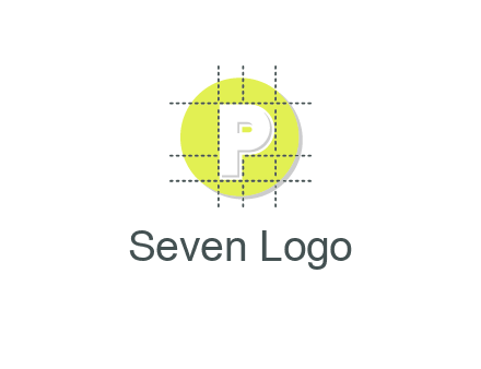 letter P inside a grid on a circular logo