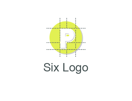 letter P inside a grid on a circular logo