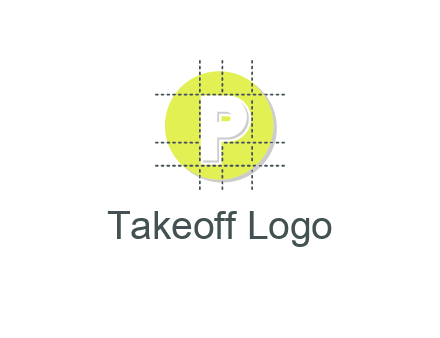 letter P inside a grid on a circular logo