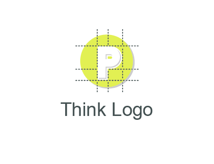letter P inside a grid on a circular logo