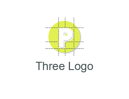 letter P inside a grid on a circular logo
