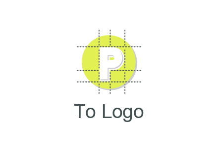 letter P inside a grid on a circular logo