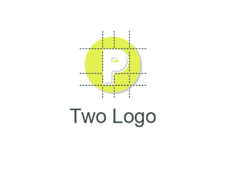 letter P inside a grid on a circular logo
