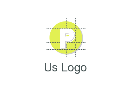 letter P inside a grid on a circular logo