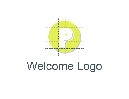 letter P inside a grid on a circular logo