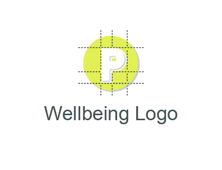 letter P inside a grid on a circular logo