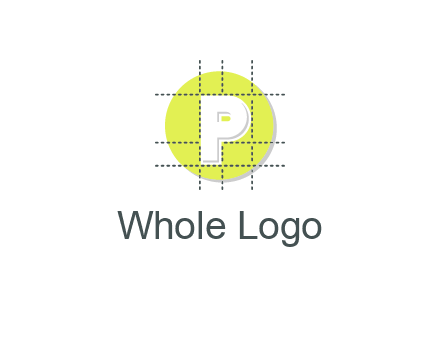 letter P inside a grid on a circular logo