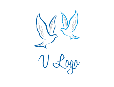 outline of doves facing each other animal logo