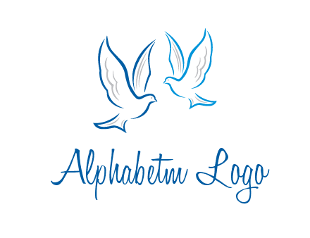 outline of doves facing each other animal logo