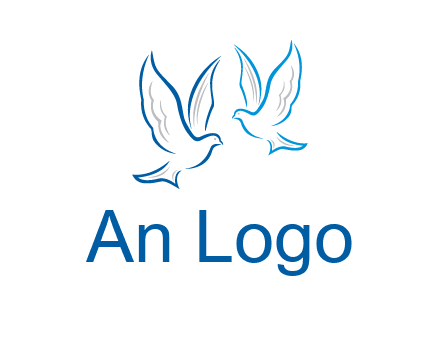 outline of doves facing each other animal logo