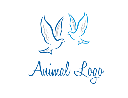 outline of doves facing each other animal logo