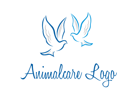 outline of doves facing each other animal logo