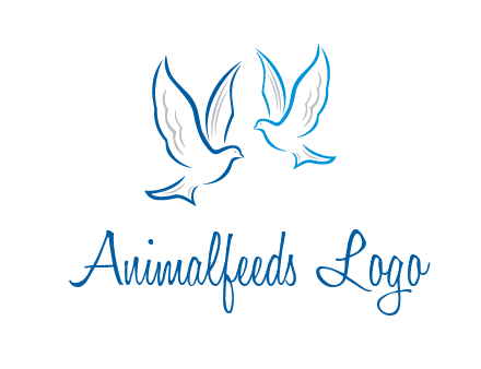 outline of doves facing each other animal logo