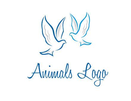 outline of doves facing each other animal logo