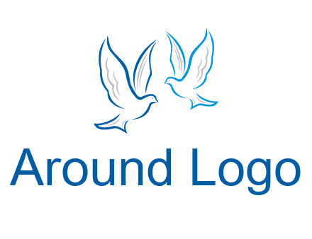 outline of doves facing each other animal logo