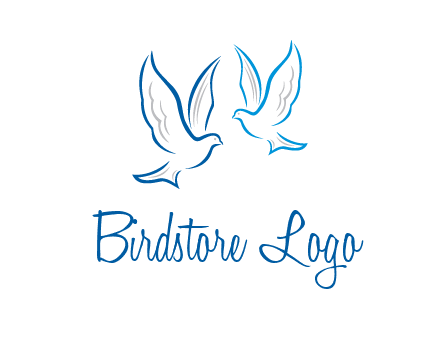 outline of doves facing each other animal logo