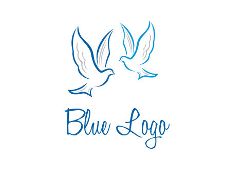 outline of doves facing each other animal logo