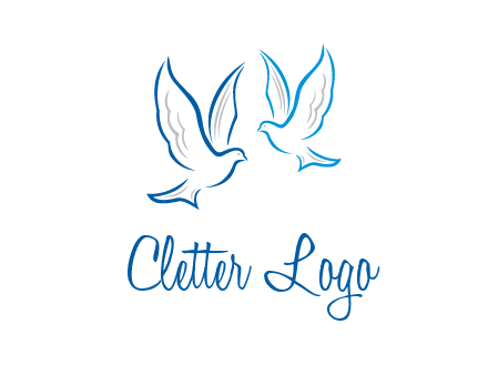 outline of doves facing each other animal logo