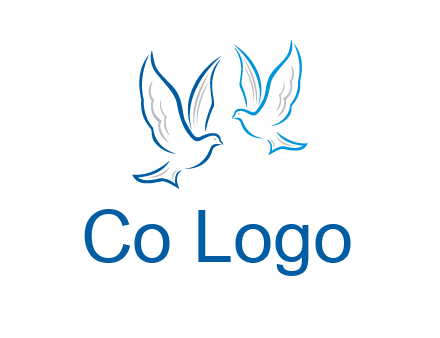outline of doves facing each other animal logo