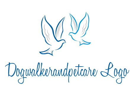 outline of doves facing each other animal logo