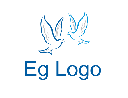 outline of doves facing each other animal logo