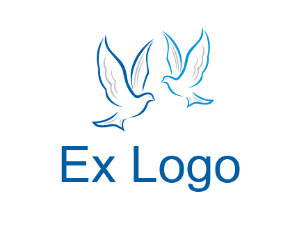 outline of doves facing each other animal logo