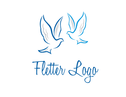 outline of doves facing each other animal logo