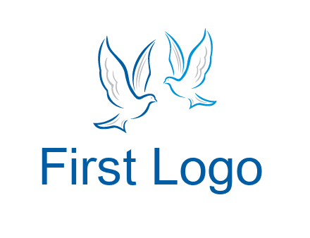 outline of doves facing each other animal logo