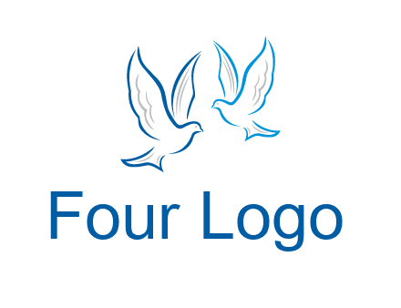 outline of doves facing each other animal logo