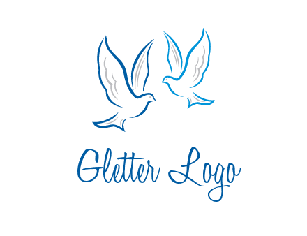 outline of doves facing each other animal logo