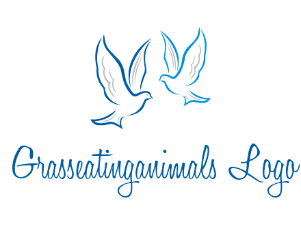 outline of doves facing each other animal logo