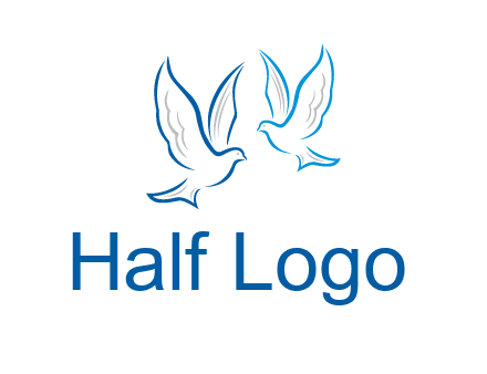 outline of doves facing each other animal logo