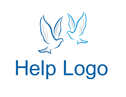outline of doves facing each other animal logo