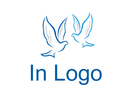 outline of doves facing each other animal logo