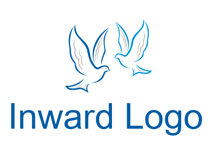 outline of doves facing each other animal logo