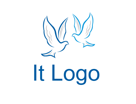 outline of doves facing each other animal logo