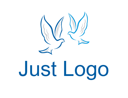 outline of doves facing each other animal logo