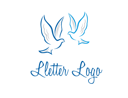outline of doves facing each other animal logo