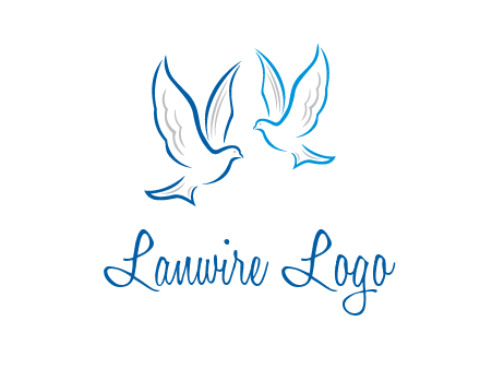outline of doves facing each other animal logo