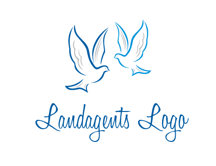 outline of doves facing each other animal logo