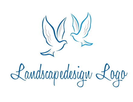 outline of doves facing each other animal logo