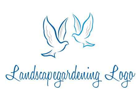 outline of doves facing each other animal logo
