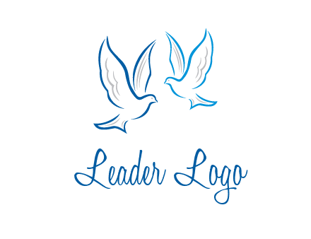 outline of doves facing each other animal logo