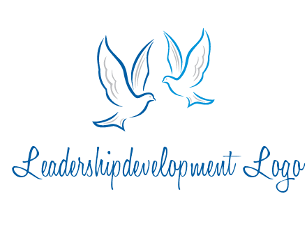 outline of doves facing each other animal logo
