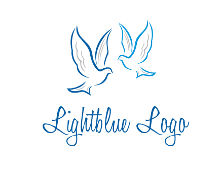 outline of doves facing each other animal logo
