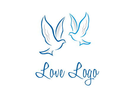 outline of doves facing each other animal logo