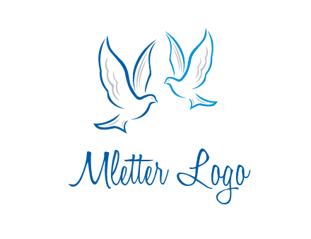 outline of doves facing each other animal logo