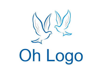 outline of doves facing each other animal logo