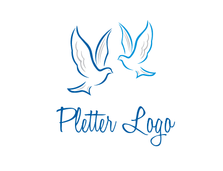 outline of doves facing each other animal logo