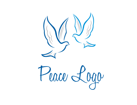 outline of doves facing each other animal logo